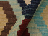 handmade Geometric Kilim Ivory Brown Hand-Woven RECTANGLE 100% WOOL area rug 5x7
