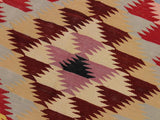 handmade Geometric Kilim Gray Red Hand-Woven RECTANGLE 100% WOOL area rug 5x6