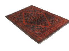 handmade Tribal Biljik Khal Mohammadi Drk. Red Black Hand Knotted RECTANGLE 100% WOOL area rug 3x5