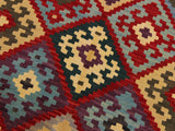 handmade Geometric Kilim Red Beige Hand-Woven RECTANGLE 100% WOOL area rug 4x6