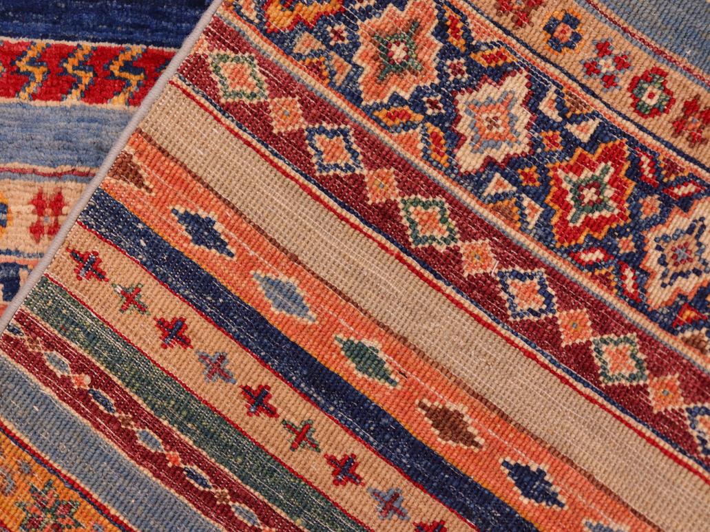 handmade Geometric Khorgeen Blue Red Hand Knotted RECTANGLE 100% WOOL area rug 6x8
