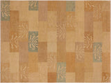 Modern Gabbeh Bethany Tan/Blue Wool Rug - 9'11'' x 13'7''