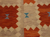 handmade Geometric Kilim Brown Beige Hand-Woven RECTANGLE 100% WOOL area rug 8x10