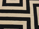 handmade Geometric Kilim Ivory Black Hand-Woven RECTANGLE 100% WOOL area rug 5x8
