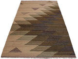 handmade Geometric Kilim Ivory Brown Hand-Woven RECTANGLE 100% WOOL area rug 6x8