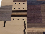 handmade Geometric Kilim Ivory Blue Hand-Woven RECTANGLE 100% WOOL area rug 6x8