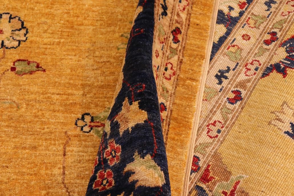 handmade Traditional Kafkaz Chobi Ziegler Gold Blue Hand Knotted RECTANGLE 100% WOOL area rug 10 x 13