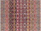handmade Geometric Khorgeen Pink Purple Hand Knotted RECTANGLE WOOL&SILK area rug 9x12