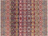 Tribal Khurgeen Slaton Pink/Purple Wool&Silk Rug - 8'10'' x 12'0''