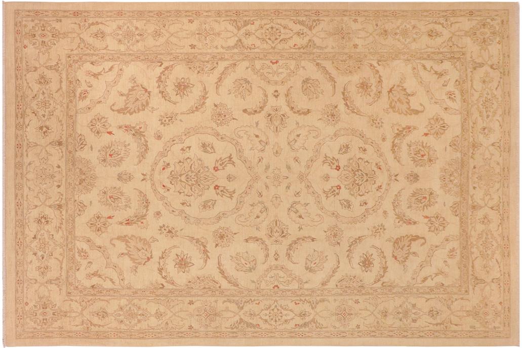 handmade Traditional Kafkaz Chobi Ziegler Beige Brown Hand Knotted RECTANGLE 100% WOOL area rug 10 x 14