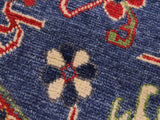 handmade Geometric Kazak Blue Ivory Hand Knotted ROUND 100% WOOL area rug 5x5