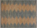 handmade Geometric Kilim Grey Blue Hand-Woven RECTANGLE 100% WOOL area rug 6x8