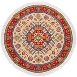Bohemian Kazak Snider Ivory/Red Wool Round - 6'5'' x 6'6''