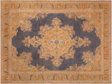 Boho Chic Distressed Sommers Grey/Gold Wool Rug - 9'10'' x 12'11''