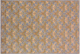 Bohemien Ziegler Spauldin Blue Gold Hand-Knotted Wool Rug - 8'9'' x 11'9''