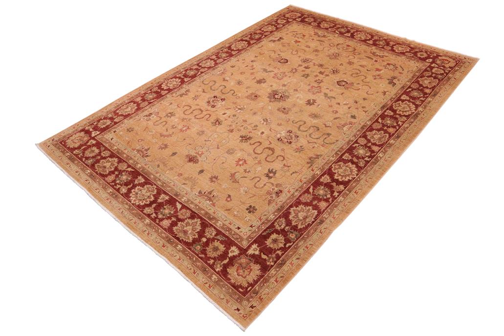 handmade Traditional Kafkaz Chobi Ziegler Gold Red Hand Knotted RECTANGLE 100% WOOL area rug 10 x 15