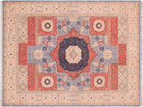 handmade Geometric Mamluk Beige Blue Hand Knotted RECTANGLE 100% WOOL area rug 9x12