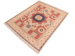 handmade Geometric Mamluk Beige Rust Hand Knotted RECTANGLE 100% WOOL area rug 8x10