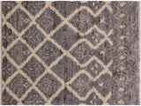 Tribal Moroccan Stacy Grey/Ivory Wool Rug - 5'3'' x 8'0''