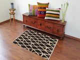 handmade Modern Moroccan Dark Brown Ivory Hand Knotted RECTANGLE 100% WOOL area rug 4x6
