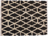 Modern Moroccan Stanford Dark Brown/Ivory Wool Rug - 3'11'' x 5'10''