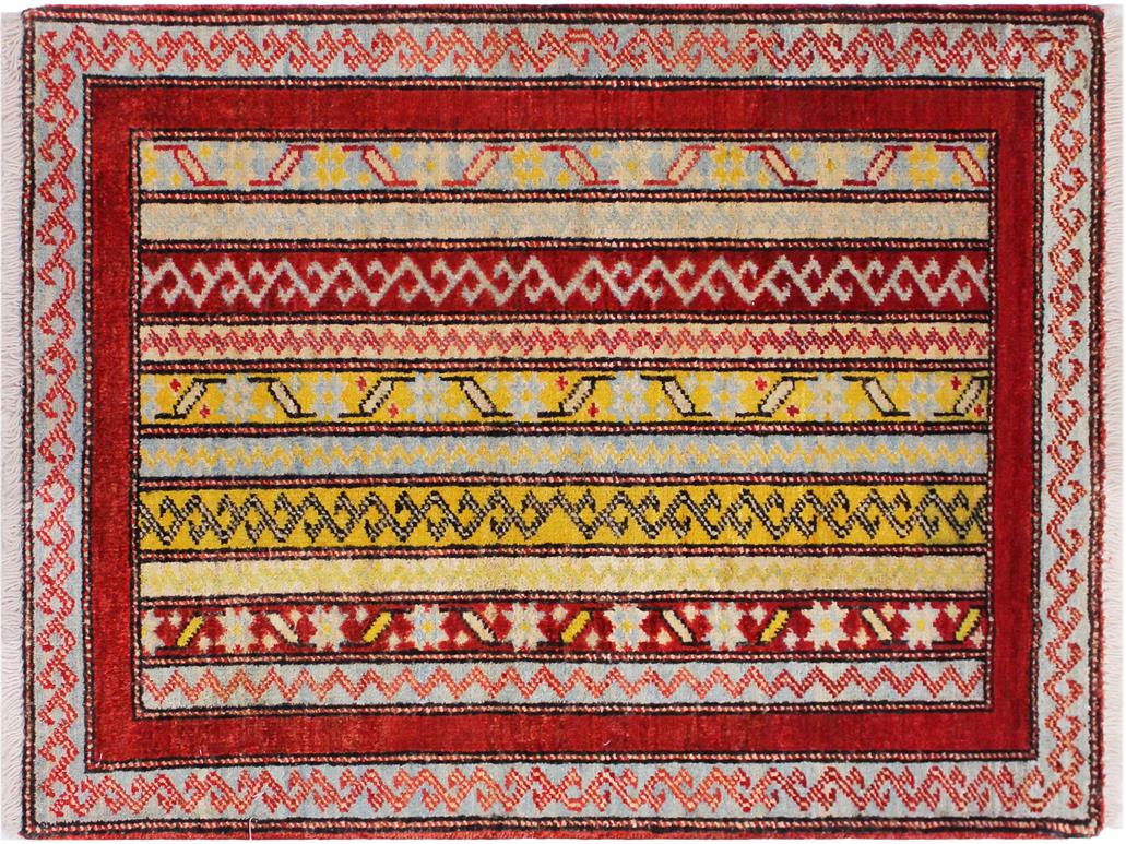 handmade Transitional Shawl Red Gray Hand Knotted RECTANGLE 100% WOOL area rug 2x2