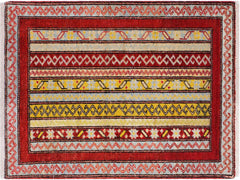 handmade Transitional Shawl Red Gray Hand Knotted RECTANGLE 100% WOOL area rug 2x2