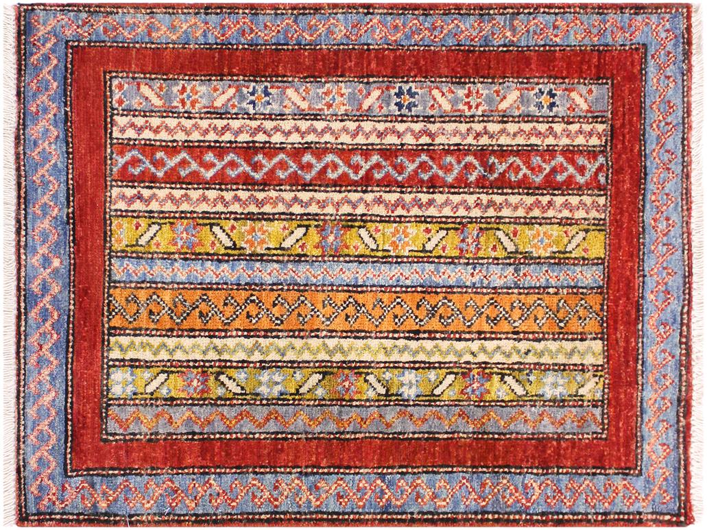 handmade Transitional Shawl Rust Blue Hand Knotted RECTANGLE 100% WOOL area rug 2x3