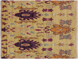 Eclectic Moroccan Stjohn Lt. Gold/Purple Wool Rug - 5'1'' x 7'6''