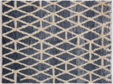 Tribal Moroccan Stock Grey/Ivory Wool Rug - 5'2'' x 7'10''
