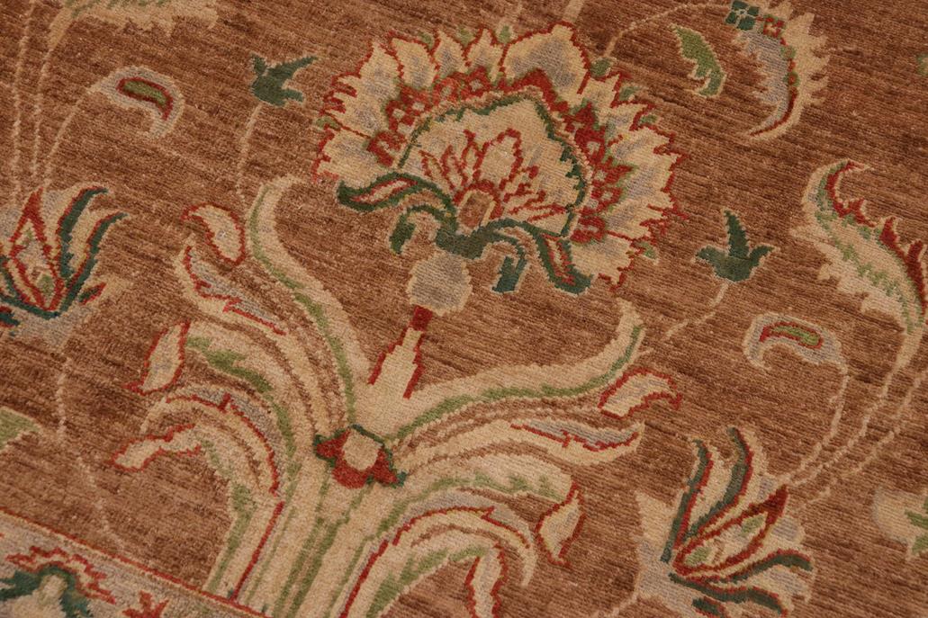 handmade Traditional Kafkaz Chobi Ziegler Brown Tan Hand Knotted RECTANGLE 100% WOOL area rug 10 x 13