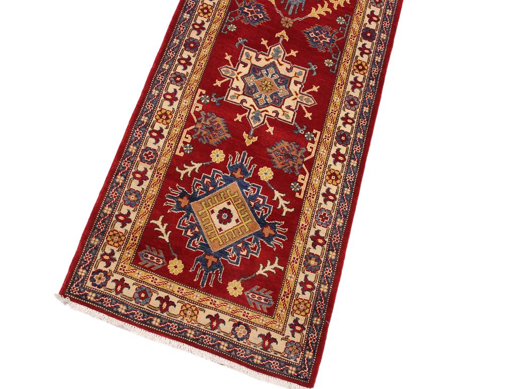 handmade Geometric Kazak Red Ivory Hand Knotted RUNNER 100% WOOL area rug 2x10
