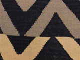 handmade Geometric Kilim Black Ivory Hand-Woven RECTANGLE 100% WOOL area rug 5x7