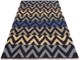 handmade Geometric Kilim Black Ivory Hand-Woven RECTANGLE 100% WOOL area rug 5x7