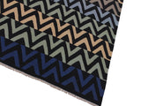 handmade Geometric Kilim Black Blue Hand-Woven RECTANGLE 100% WOOL area rug 5x7