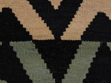 handmade Geometric Kilim Black Blue Hand-Woven RECTANGLE 100% WOOL area rug 4x6