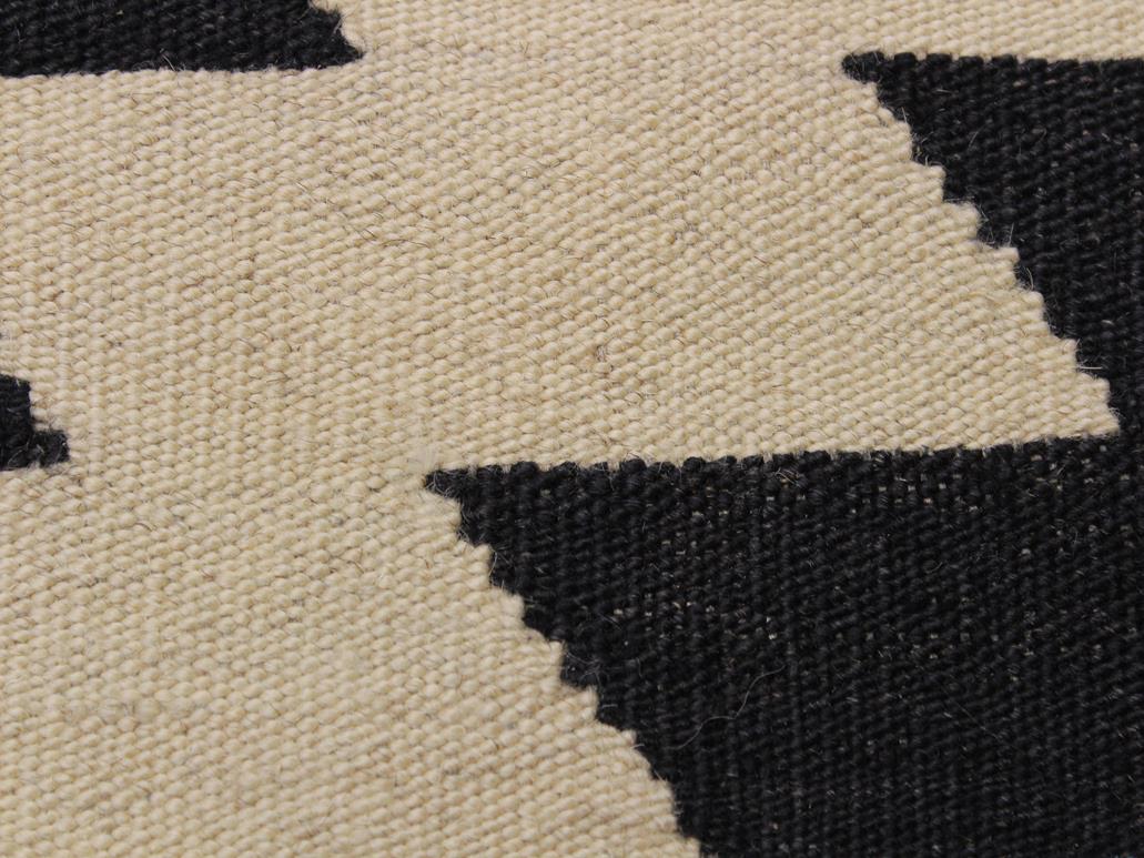 handmade Geometric Kilim Ivory Black Hand-Woven RECTANGLE 100% WOOL area rug 8x10