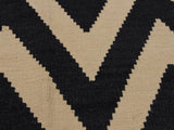 handmade Geometric Kilim Black Ivory Hand-Woven RECTANGLE 100% WOOL area rug 8x10
