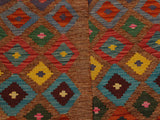 handmade Geometric Kilim Brown Pink Hand-Woven RECTANGLE 100% WOOL area rug 5x6