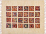 Bohemian Khurgeen Saylor Beige/Red Wool Rug - 3'5'' x 5'2''