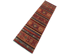 handmade Geometric Khurgeen Red Blue Hand Knotted RUNNER 100% WOOL area rug 3x10