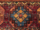 handmade Geometric Khurgeen Red Blue Hand Knotted RUNNER 100% WOOL area rug 3x10
