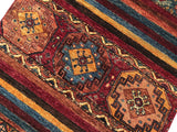 handmade Geometric Khurgeen Red Blue Hand Knotted RUNNER 100% WOOL area rug 3x10