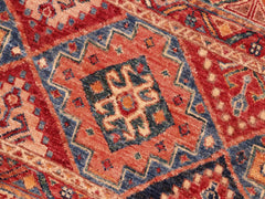handmade Geometric Khorgeen Red Blue Hand Knotted RECTANGLE 100% WOOL area rug 7x10