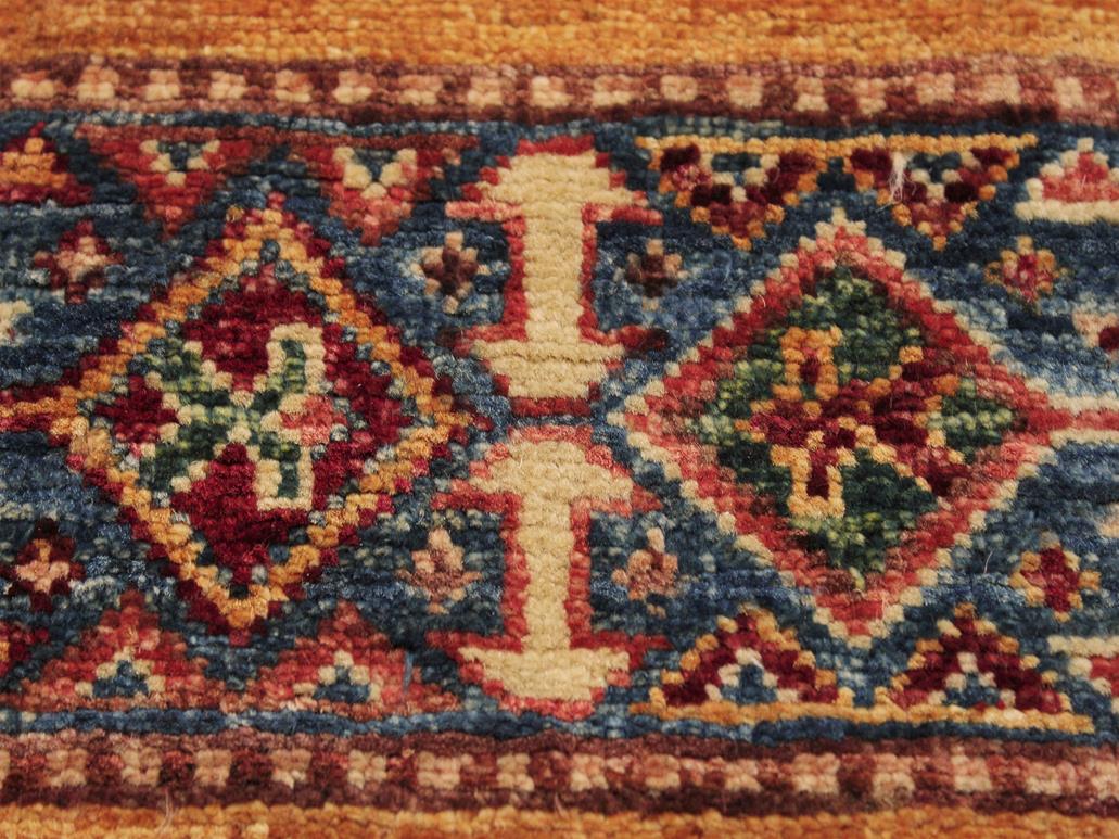 handmade Geometric Khurgeen Red Blue Hand Knotted ROUND 100% WOOL area rug 4x4