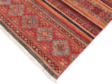 handmade Geometric Khorgeen Red Blue Hand Knotted RECTANGLE 100% WOOL area rug 4x6