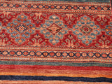 handmade Geometric Khorgeen Red Blue Hand Knotted RECTANGLE 100% WOOL area rug 4x6