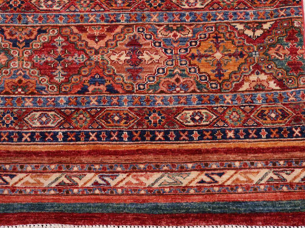 handmade Geometric Khorgeen Red Blue Hand Knotted RECTANGLE 100% WOOL area rug 6x8