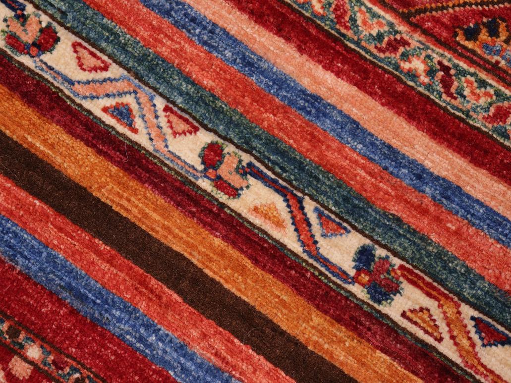 handmade Geometric Khorgeen Red Blue Hand Knotted RECTANGLE 100% WOOL area rug 6x8