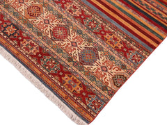 handmade Geometric Khorgeen Red Beige Hand Knotted RECTANGLE 100% WOOL area rug 7x10
